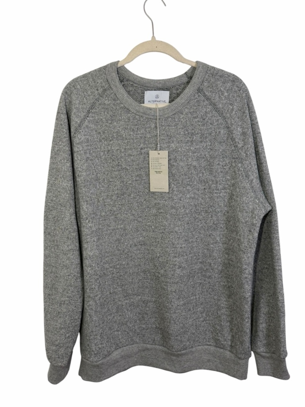 Alternative Apparel Eco Grey Crewneck Sweatshirt Soft Pima Cotton Pullover NWT